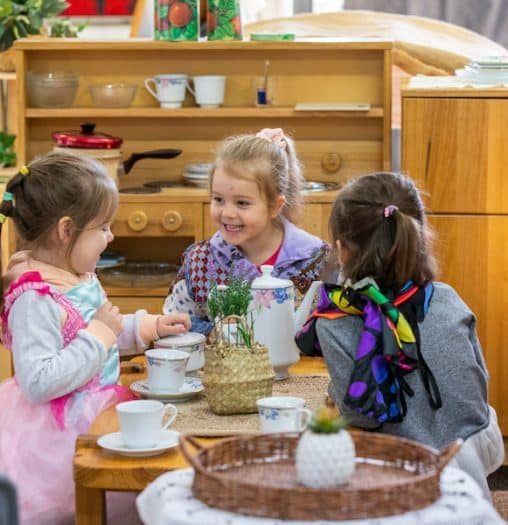 Three Girls Playing Tea Party — Early Learning in Highfields, QLD
